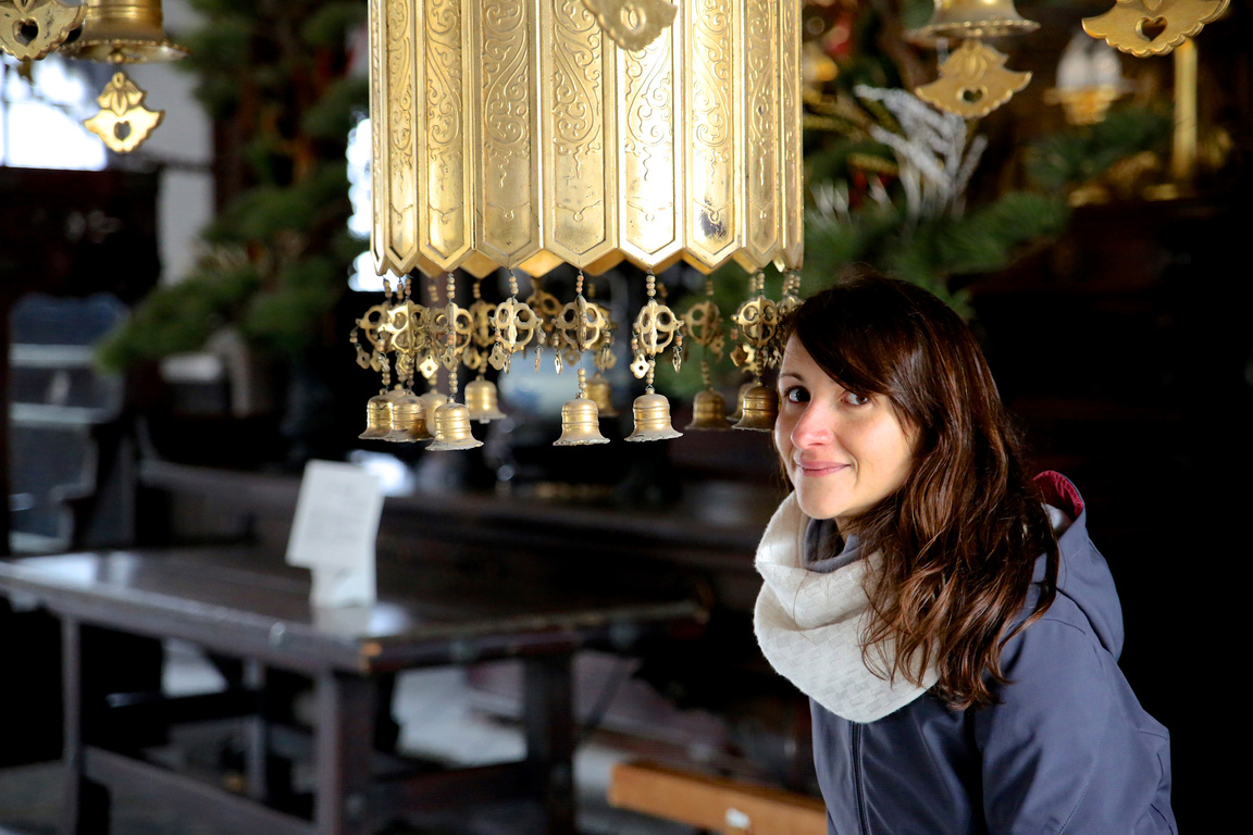 Spanish tourist lady at Japanese temple